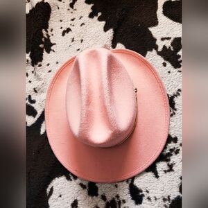 "WESTERN EXPRESS" YOUTH'S 80'S/90'S FAUX FELT HAT - PINK ROSE